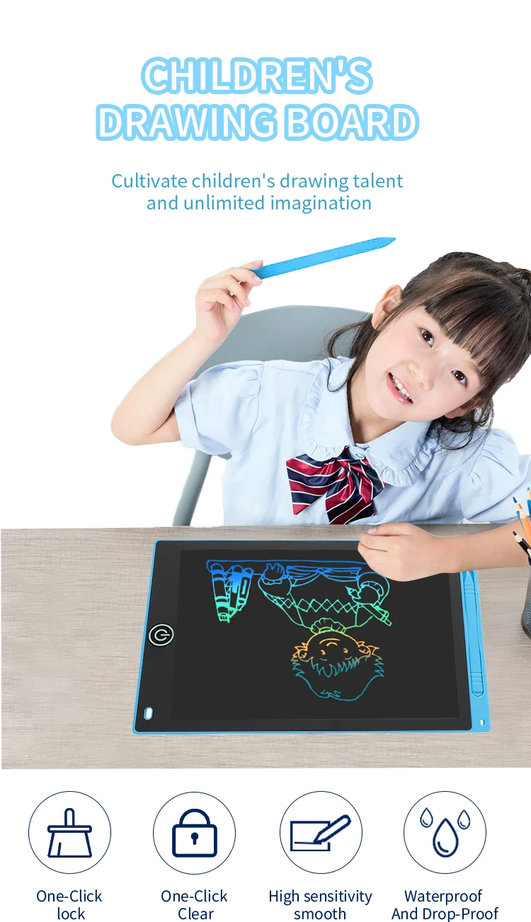 6,5/8,5/10/12 Zoll LCD-Zeichentablett für Kinder, wiederaufladbare löschbare Tafel mit Stift, Reise-Lernspielzeug, Geschenk für Jungen und Mädchen – Detail 1