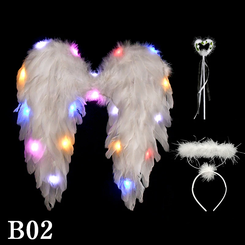 Juego de alas de Ángel y Halo de plumas blancas para niños, disfraz de  ángel para Cosplay, suministros de fiesta de boda, cumpleaños y Halloween,  1Set - AliExpress