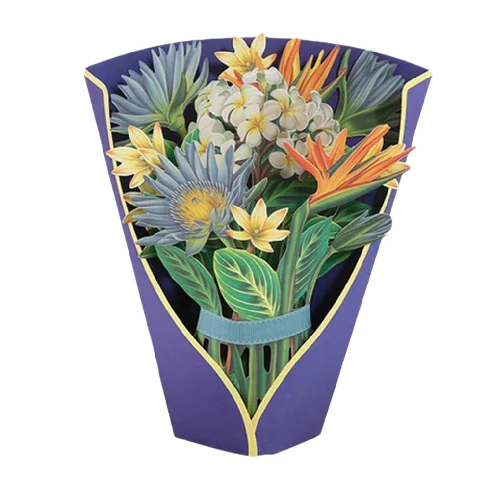 Greeting Cards 3D Pop Up Flower Greeting Card Mothers Day Paper Multi-Style Bouquet Birthday Card Thank You Postcard Bouquet Thank You Gift