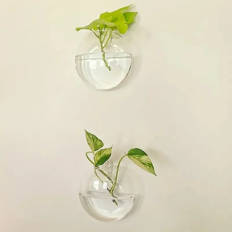 2/4/6er-Pack Wandbehang aus Glasterrarium – selbstbewässernde Hydrokultur-Pflanzgefäße für die Heim- und Bürodekoration, handgefertigte runde Kristallvase – Detail 5
