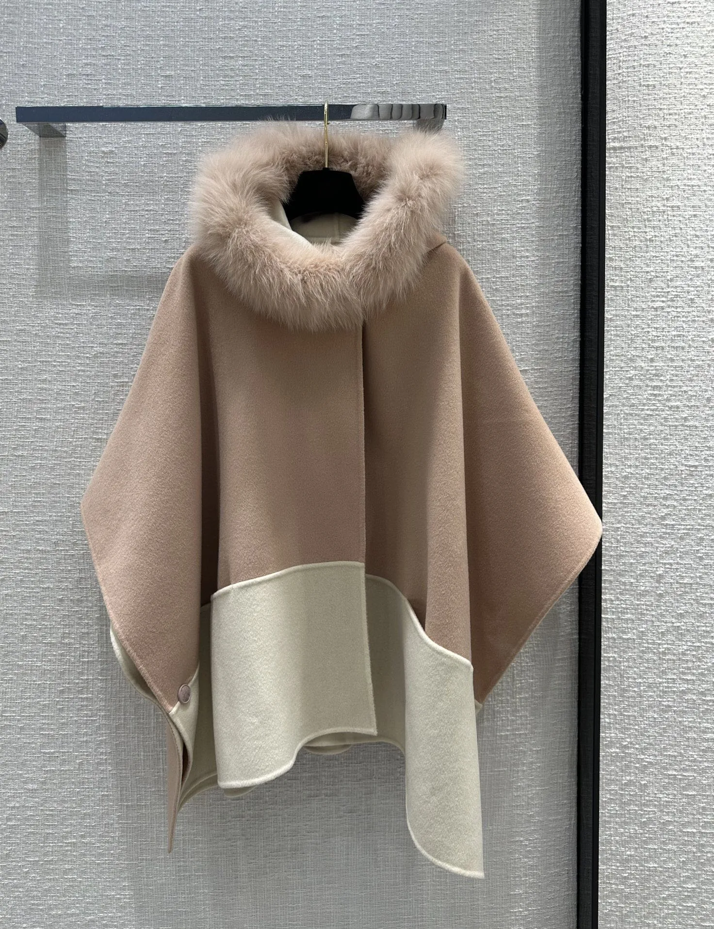 

Colorblocking hooded cape coat casual versatile fashion 2023 Autumn New