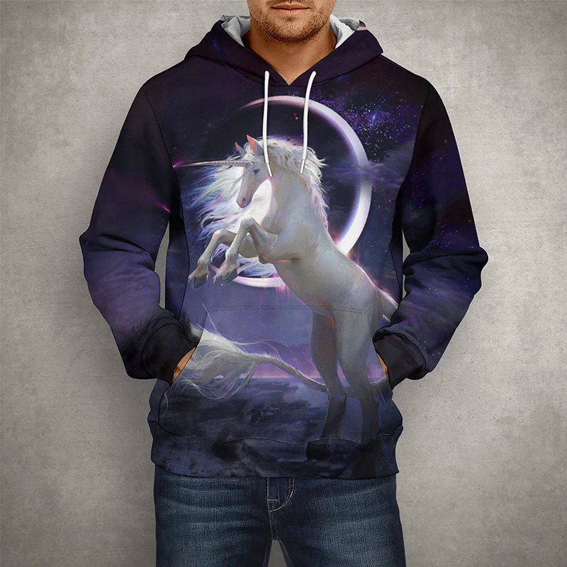 

New Spring Fashion 3D Print Unicorn Horse Hoodies Boy Girl Kids Funny Animal Casual Long Sleeve Cool Men Women Tops Clothes