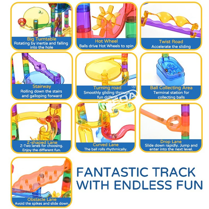 Safety Material Educational Toys Marble Toys Ball Track Assembly Building Blocks kids' Marbel Run Rail Track