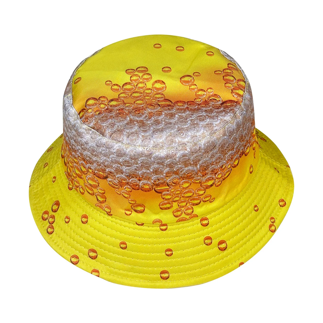 Gelber Bier-Bucket-Hut, Sonnenhut für Frühlings- und Sommerfestivals, künstlerischer, vielseitiger Künstlerhut, wendbar und faltbar, modischer Bucket-Hut, geeignet für Outdoor-Reisen und Feiertagspartys – Detail 11