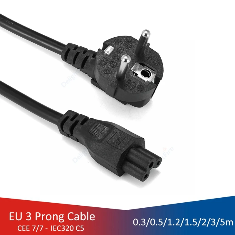 Adaptador corriente para ordenador portátil, Cable de alimentación de 0,3 5m, 1,5 m, enchufe IEC C5 a C6, Cable extensión para Dell, Lenovo, Asus, TV|power cable cord|power cord