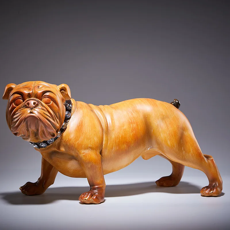 Statua di cane levriero, figurina di Bulldog francese, artigianato di animali in rame antico ornamenti in resina per Desktop decorazione per ufficio soggiorno