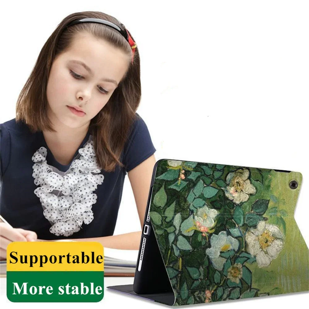럭셔리 반 고흐 유화 플라워 아트 케이스, iPAD 10 9 8 7 6 5 세대 프로 11 12.9 10.5 에어 5 4 3 2 미니 6 펀다 커버