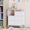 Dresser for Bedroom, Small Nightstand with 2-Tier Open Shelf and 5 Fabric Drawers, Storage Unit Organizer Tower 2