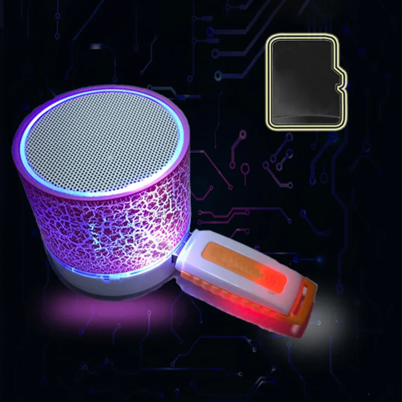 Colorful New A9 Mini Portable Speaker Bluetooth Wireless Car Audio Dazzling Crack LED Lights Subwoofer USB