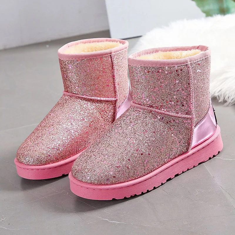 

Thickened Warm Snow Autumn And Winter New Female Boots With Korean Version Of Students Sequined Ankle Boots Female