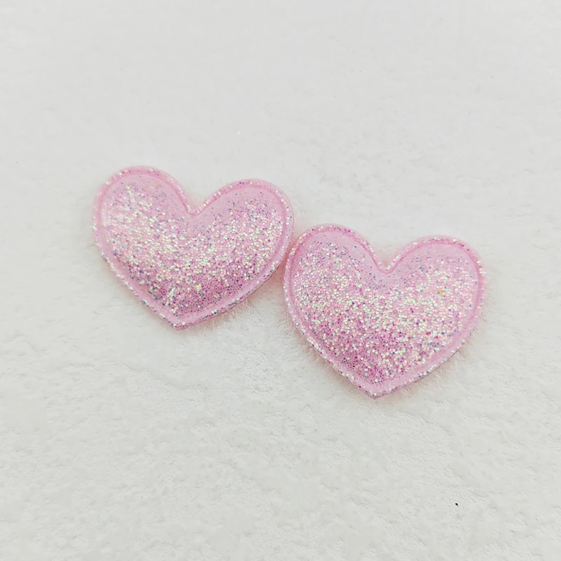 100Pcs 3,5*3CM Glitter Stoff Herz Applikationen Für Kleidung Hut Nähen Liefert DIY Headwear Haar Clip Bogen decor Patches – Detail 17
