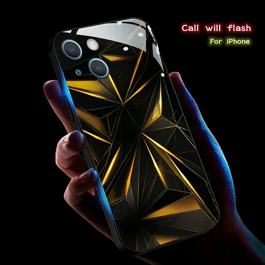 Luxury Geometry LED Light Glow Phone Case with Luminous Circuit Design