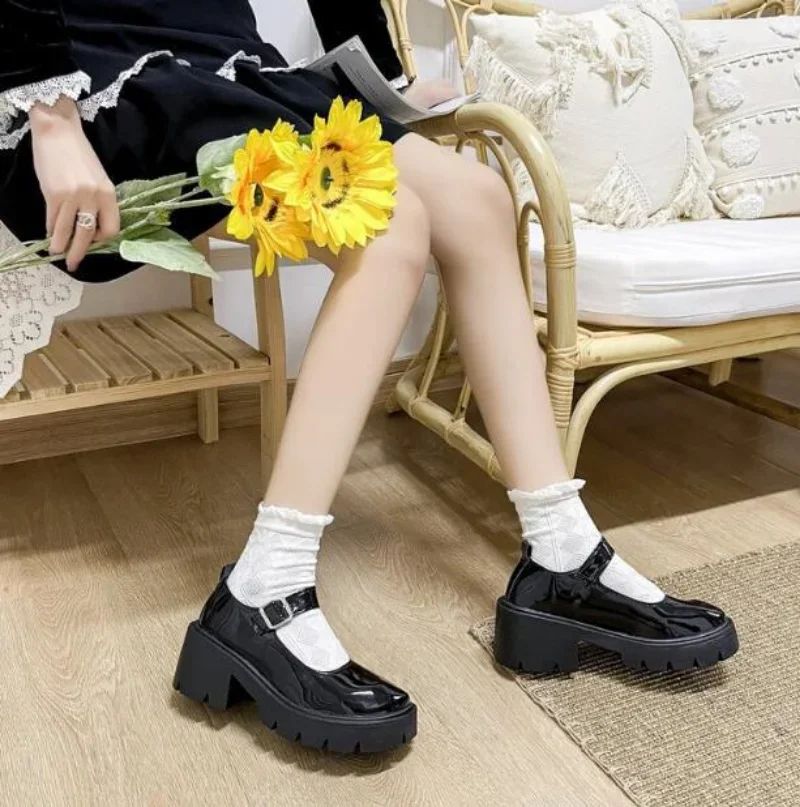 2023 New Japanese Versatile Women's Thick Sole JK Uniform Shoes lolita platform small leather shoes Versatile thick heel retro