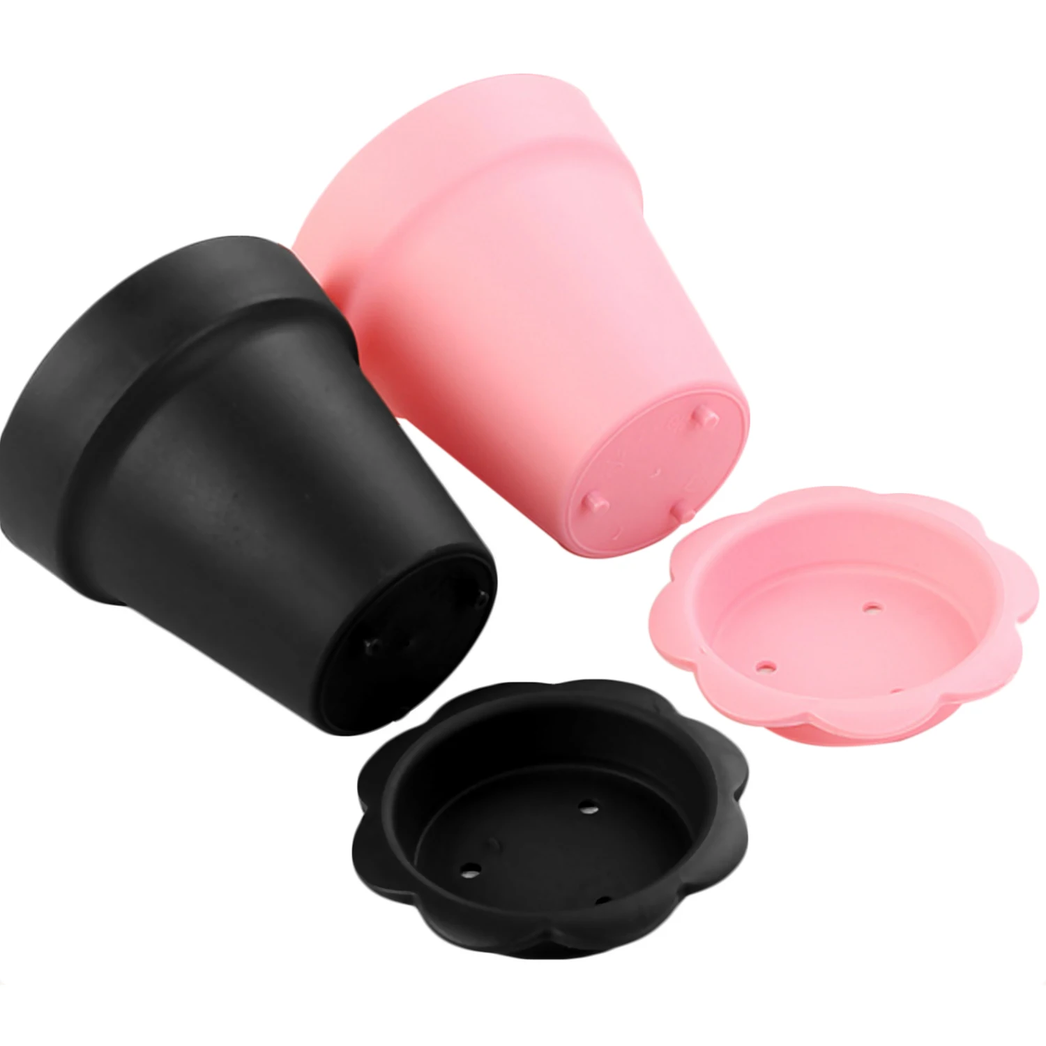 Behogar 10 Set Flowerpot Style DIY Baking Jelly Cake Mousse Yogurt Storage Holder Cup with Lids Shovel Scoops for Party Supplies
