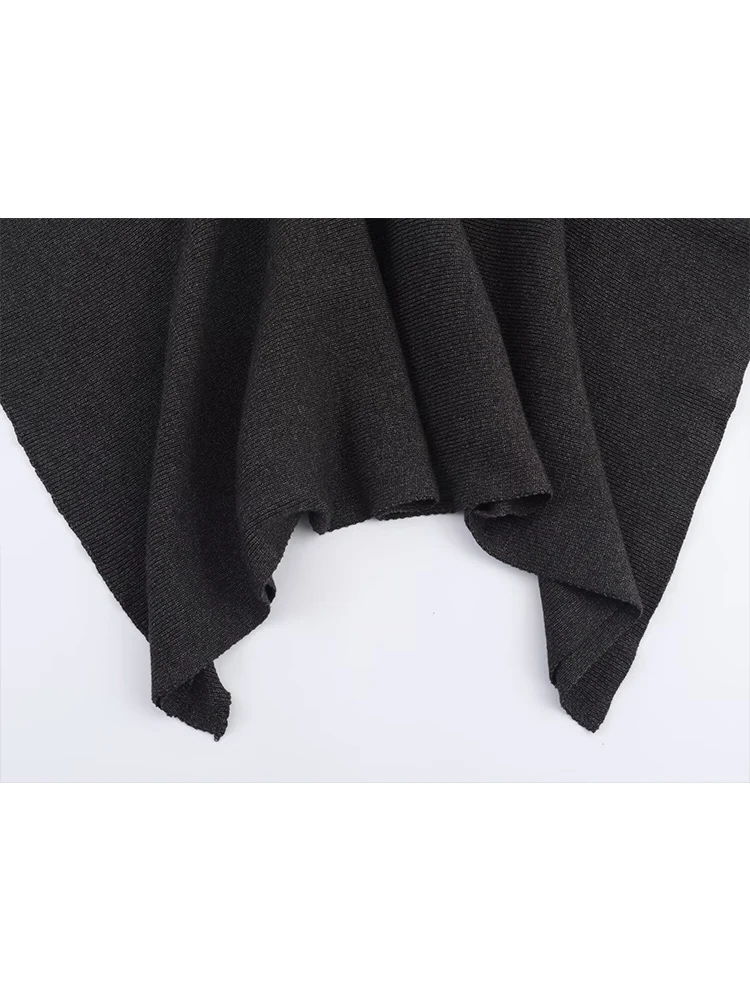 Women's Knitted Asymmetrical Cloak Coat Solid Oversize Fashion Pullover Knitwear Women Irregular Collar Cloak Top Winter New