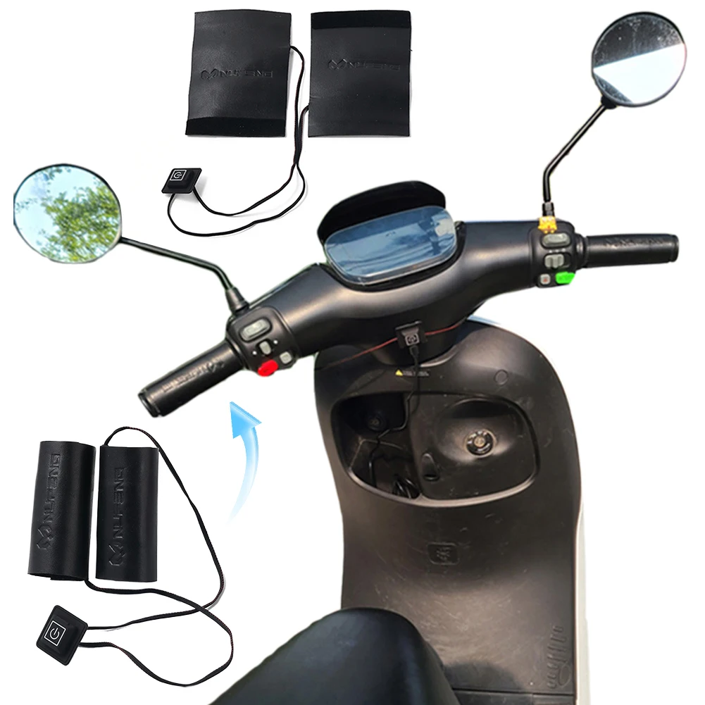 Electric Heated Grip Cover USB Anti Slip Motorcycle Hand Heated Grips 6 Gear Anti Vibration Handlebar Warmer Sleeves with Switch