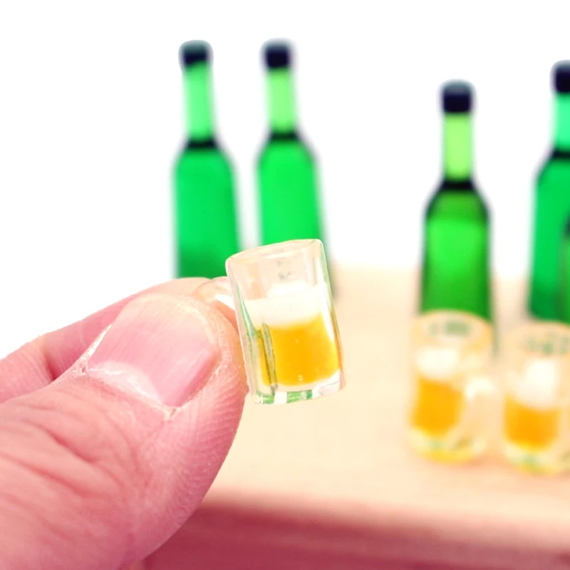 

1 Набор 1:12 миниатюрные бутылки для кукольного домика, вина, бокалы для вина, пива, напитков, бутылка для содовой воды, кухни, игрушки для еды, модель, декоративные аксессуары