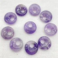 Natural Gem Stone Quartz Crystal Amethyst Lazuli 18mm Beads Donut Pendant Charm For Diy Jewelry Making Necklace Accessories 20pc 2
