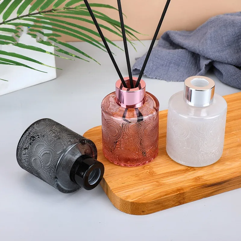 Aromatherapy Glass Bottle, Reed Diffuser Bottle, Color Engraved Perfume Fire-free Rattan, Living Room Decor, 100ml