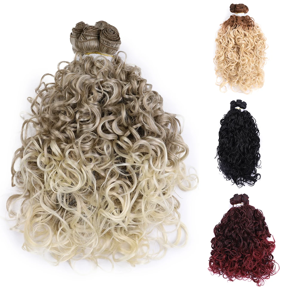 Noble Straight Hair Extensions Ombre Blonde Hair Bundles 18 20 22 Inch Hair Synthetic Straight Hair Full to End Kinky Curly Hair