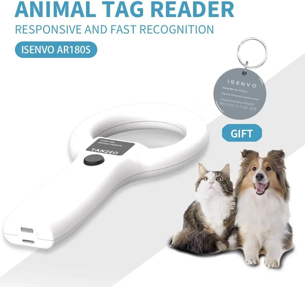 Pet 134.2kHz RFID EMID Animal Handheld Microchip Reader, Portable Pet ID Scanner Rechargeable