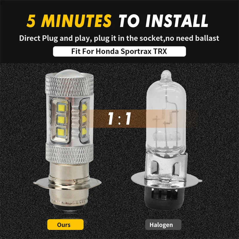 Pair Of SUPER Hi/Lo LED Bulbs For Honda TRX400 Foreman - Foto 8