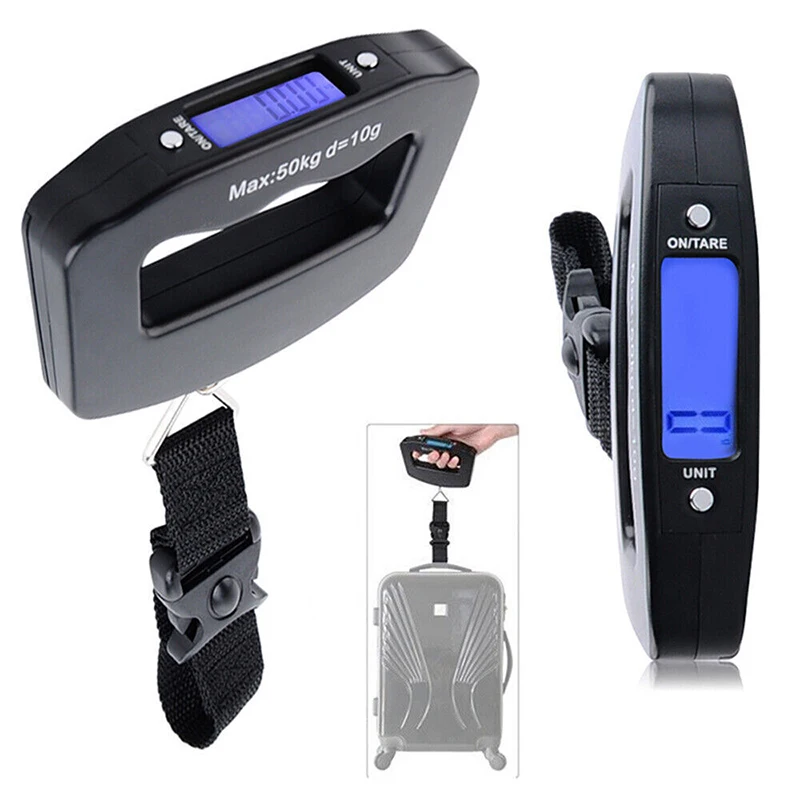 

LCD 110lb/50kg Digital Electronic Luggage Scale Portable Suitcase Scale Handled Travel Bag Weighting Fish Hook Hanging Scale