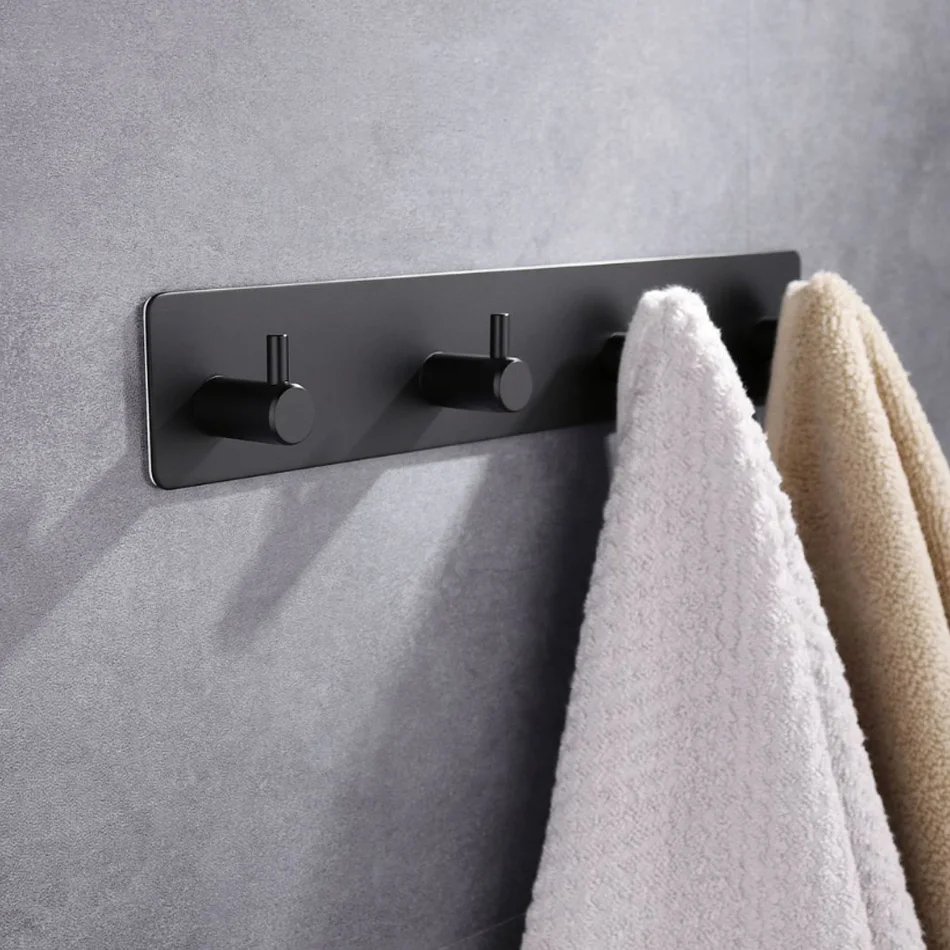 Set di 2 ganci adesivi da parete in acciaio inox SUS 304, porta-asciugamani da parete nero per bagno o cucina | Leroy Merlin