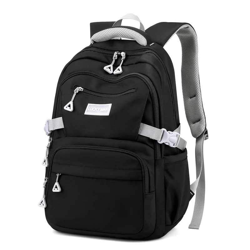 Large Capacity Backpack Men Laptop Backpacks 15 Oxford Black Solid