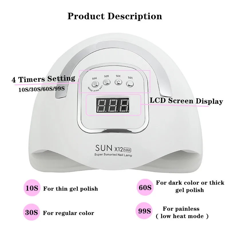 280W SUN X12MAX UV LED Nail Lamp - 66 LEDs