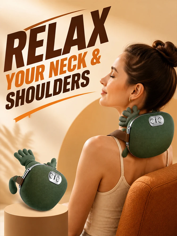 Appareil de massage pour les épaules et le cou, masseur électrique portatif Shiatsu, thérapie par chaleur, outil de relaxation musculaire par pétrissage profond. Unisexe. 1