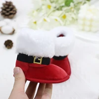 Baby toddler shoes, Christmas style, cute plush heart boots, warm and non-slip, suitable for holiday & party outfits, winter models 1
