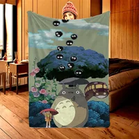Totoro Fleece Blanket Large Hairy Blankets for Bed Throw Custom Blankets King Size Beach Towel Interior for Home Fluffy Plaid 1
