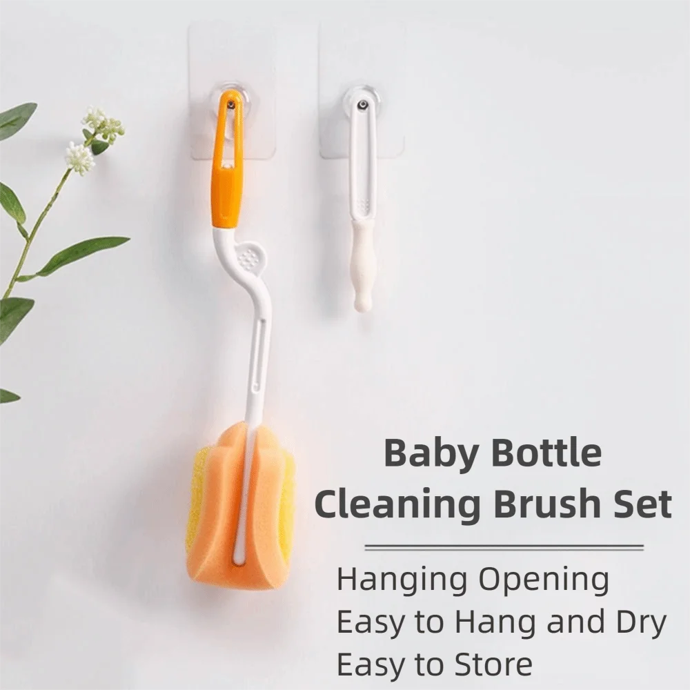 Soft Head Baby Bottle Cleaning Brush Set BPA-Free 360° Cleaning Water Bottle Brush Spout Cup Brush Long Handle