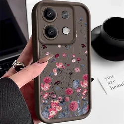 Floral Pattern Soft TPU Silicone Phone Case for Poco F6 (Brown)