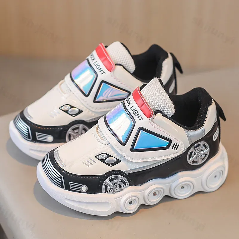 Tennis Shoes LED Children Trainer Cartoon Car Casual Sneakers for Boys Girls Mesh Breathable Kids Flats Baby Illuminated Shoes sports shoes,baby shoes,kids sneakers,kids shoes,kids sports shoes,kids flats