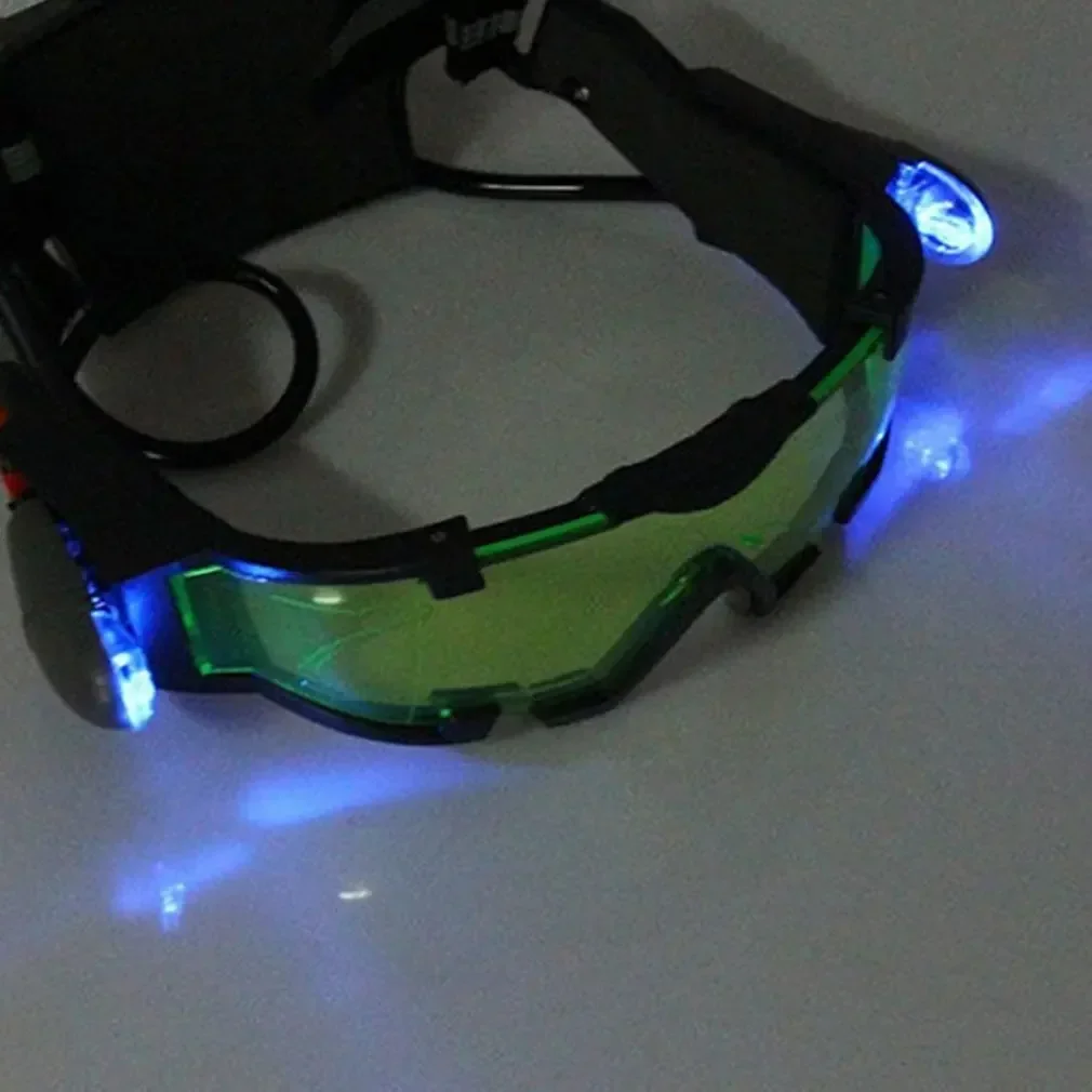 Adjustable LED Night Vision Glass Motorcycle Racing Universal Goggles Hunting Glasses with Flip Light Windproof