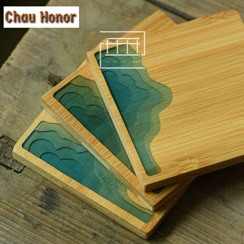 2pc/set Creative Bamboo Square Coasters Heat Resistant Cup Mat Hot Pad for Coffee Cups Holder Anti-scald Placemats Teaware Gift