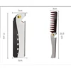 Oil Head Comb Barber Stainless Steel Handle Folding Wide Teeth Men Comb Hairdressing Hair Modeling Styling Comb Portable Vintage 6