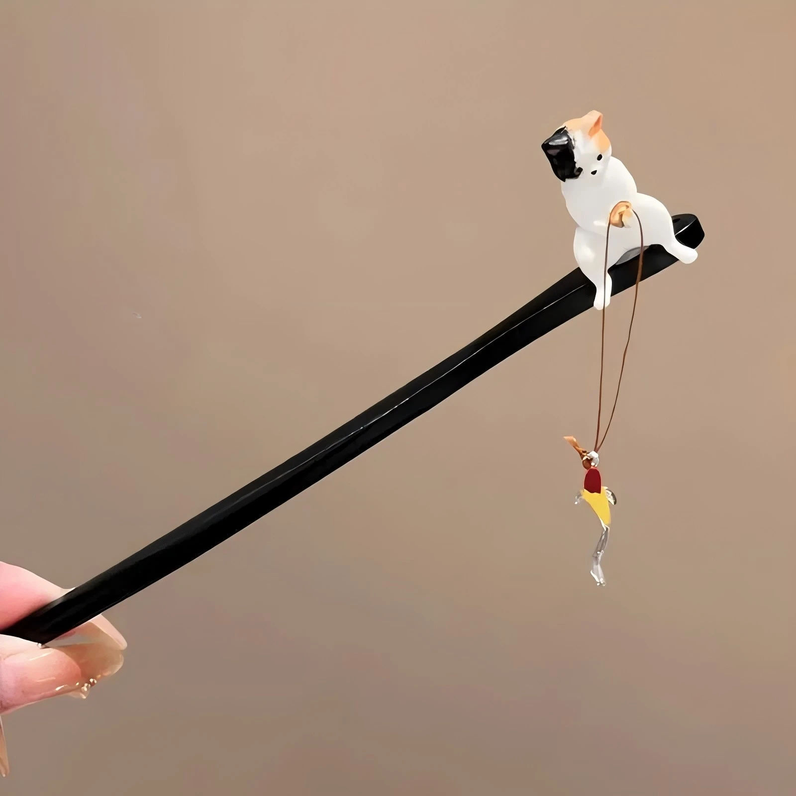 Fun Hair Accessories Alloy Rhinestone Cat Fishing Hairpin Women's Personalized Hair Needle 1pc Suitable for Daily Parties Gifts