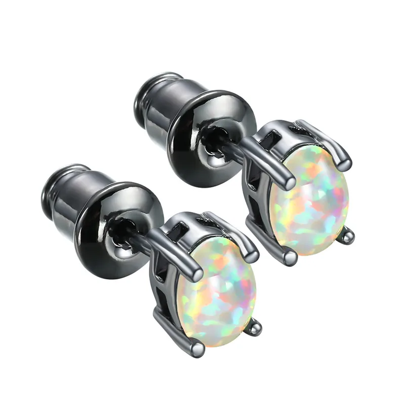 Boho Female White Blue Fire Opal Stone Earrings Fashion Yellow Gold Color Wedding Jewelry For Women