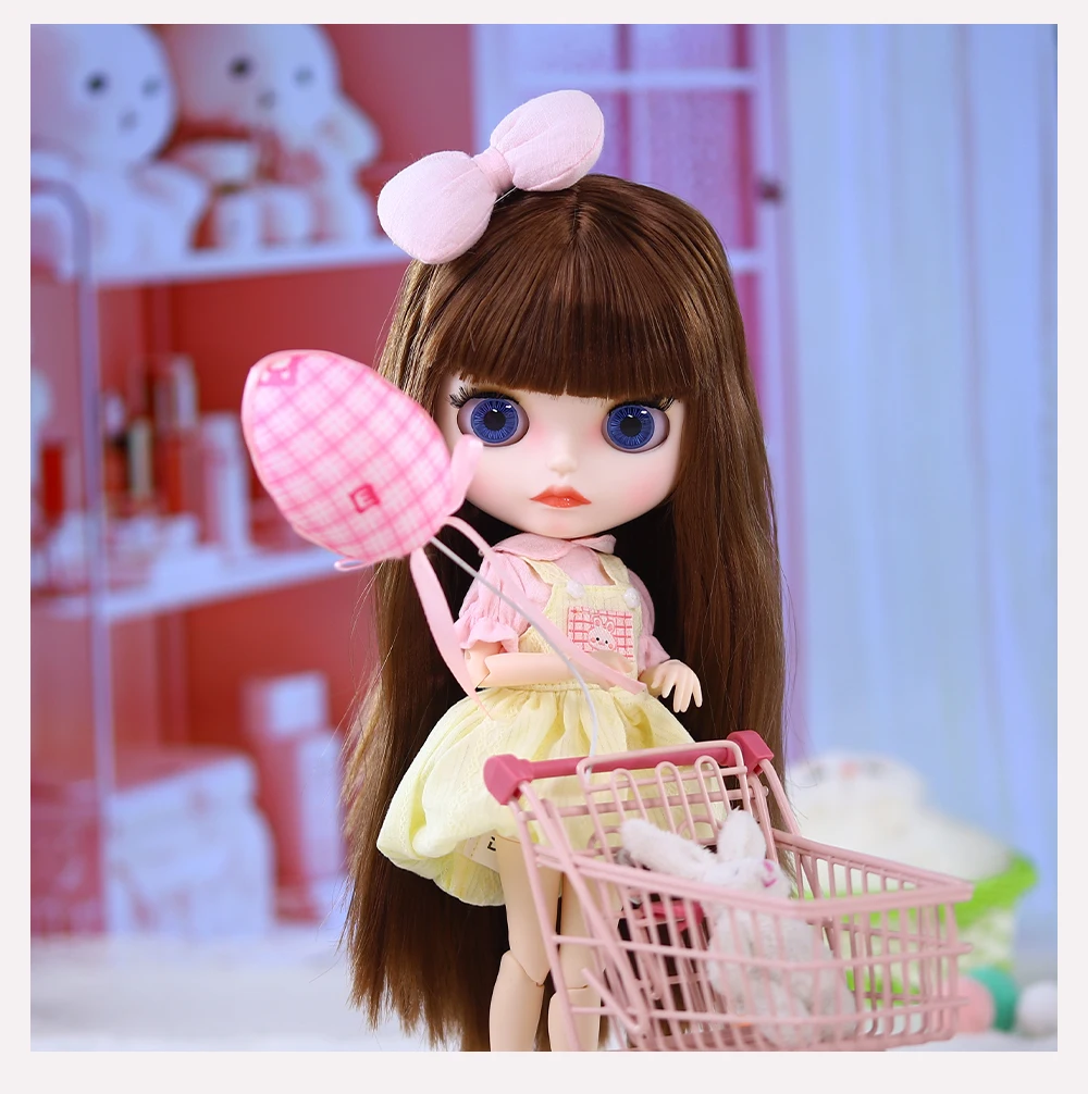 Honey – Premium Custom Neo Blythe Doll with Brown Hair, White Skin & Matte Cute Face 17