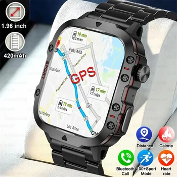 2024 New Rugged Military GPS Smart Watch Men AMOLED HD Screen Heart Rate Bluetooth Call 5ATM Waterproof Outdoor Sport SmartWatch 1