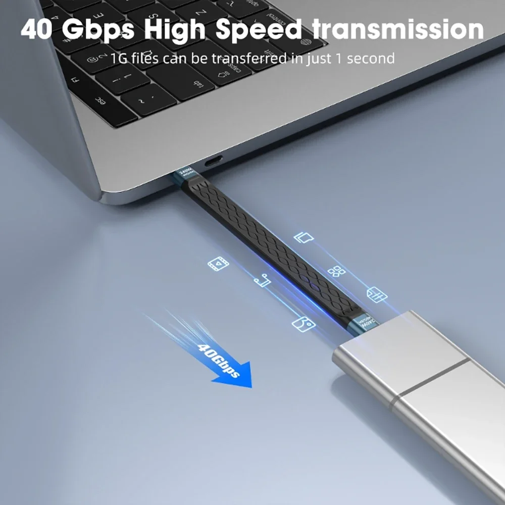 240W 40Gbps USB C to C Short Cable 8K Flat Slim FPC Fast Charging Data Transfer Extension Cord For MacBook iPad Pro Type C Cable