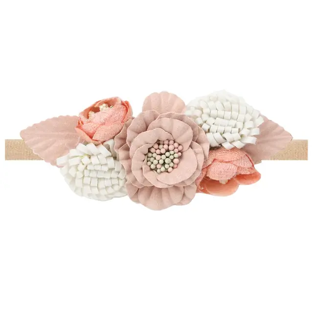 Pearl Lace Artificial Flower Headband Newborn Headband for Baby Girl Handmade Hairband Hair Accessories резинки для волос детям 37