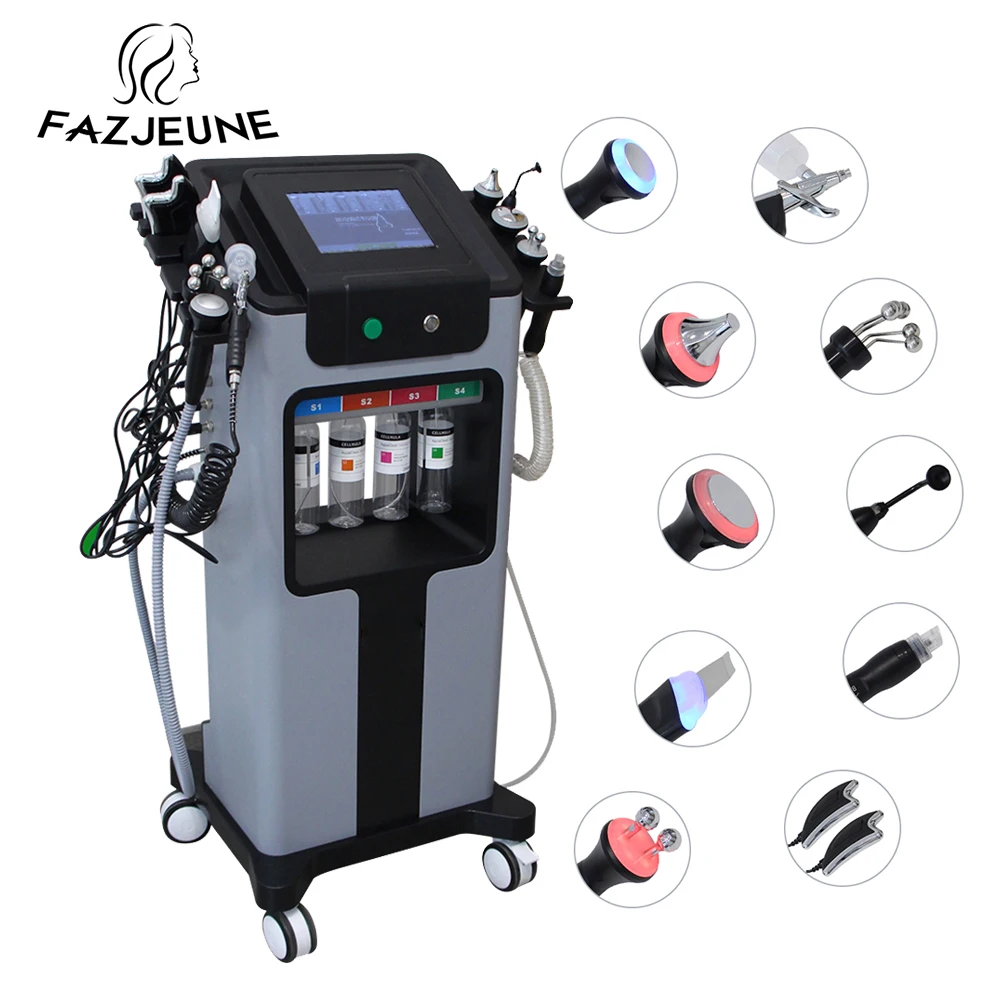 10 in 1 H2O2 Hydro Dermabrasion Machine Facial Deep Cleaning Skin Rejuvenation Multifunctional Aqua Peeling Skin Care Device SPA facial beauty instrument