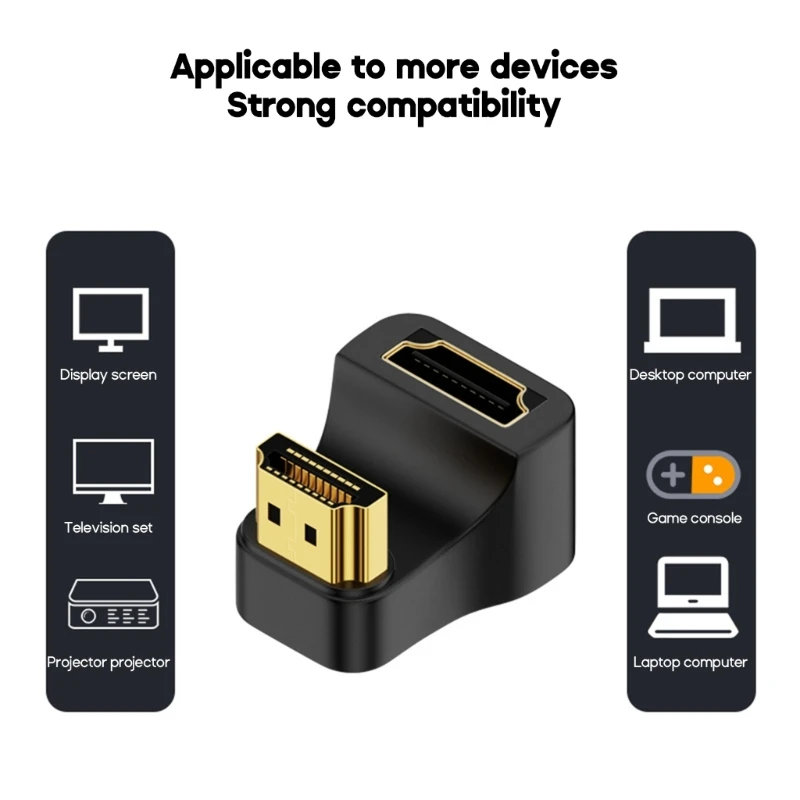 180 Degree 8K 60Hz Male to Female Converter Cable U-shaped Adapter Connector Extension Fit for TV Laptop