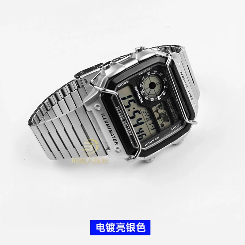 1200-Uhrengehäuse für CASIO GSHOCK AE 1200 AE1300, kleines quadratisches Herren-Metall, modifizierter Edelstahl, Antikollisions-Stoßstangenzubehör – Detail 6