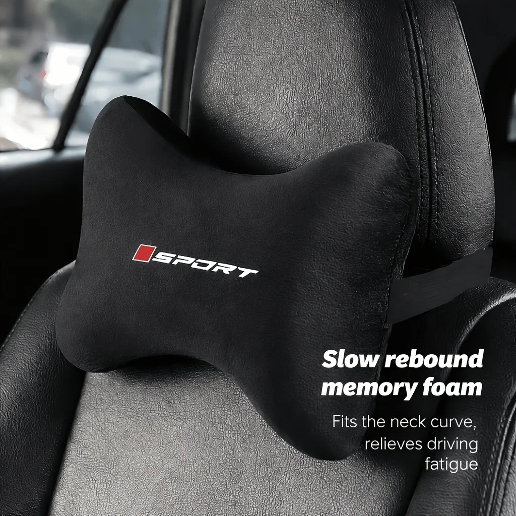 Ergonomic Plush Soft Neck Support Cushion with Sport Logo - Comfortable Headrest Pillow for Enhanced Car Seat Comfort