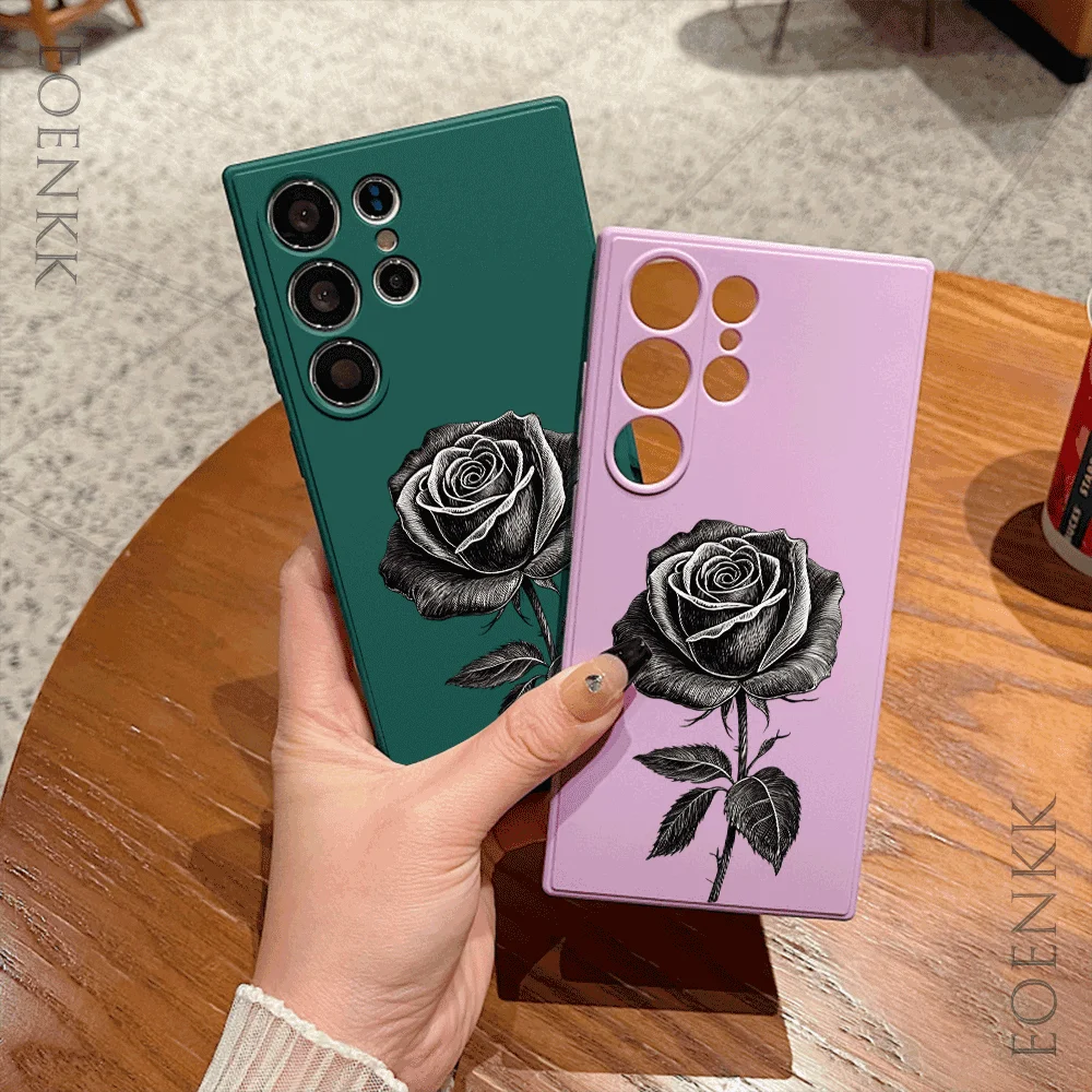 Elegant Rose Sketch Soft Phone Case - Fashion Gift Cover